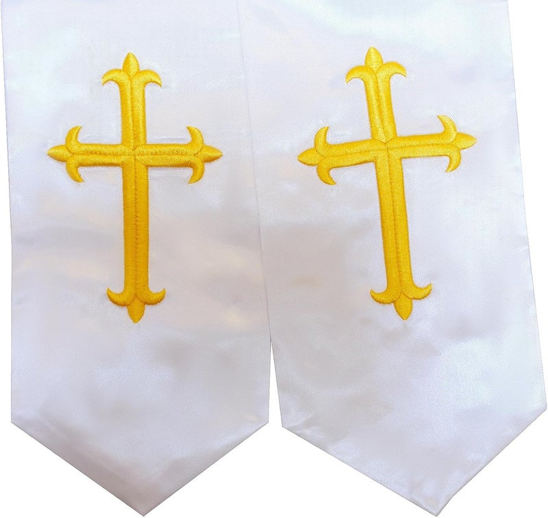 UIALECG Unisex Clergy Stole with Embroidery Cross 72", Traditional Choir Stole - Image 2